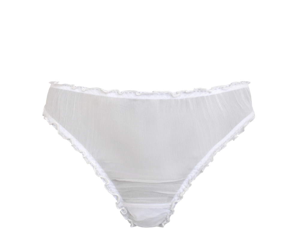 100% Silk Mid-Rise Panties in White